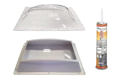 SCT RV Skylight Bundle - Clear Outer Dome 14" x 22", Flange 17" x 25" and Inner Dome with Window 14" x 22" + Dicor 501LSW-1 Lap Sealant