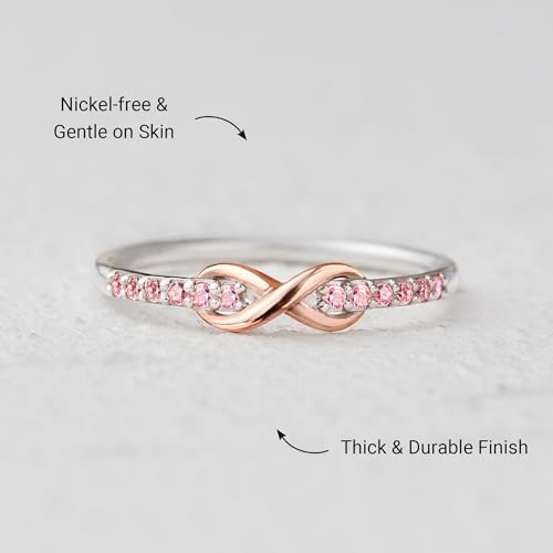 STORYJEWELLERY Pink Infinity Ring, Promise Rings for Her, Stacking Rose Gold Pinky Rings for Women, Gifts for Her3