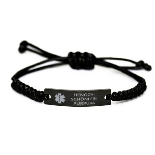 DARIN GIFT Medical Alert Black Rope Bracelet, Henoch-SCH