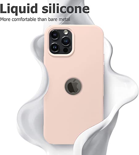 Image of VONZEE Back Cover for iPhone 12 Pro Max Case, Shockproof Slim Camera & Full Body Protection Liquid Silicone TPU Cover with Logo Cut (6.7 Inch) -Sand Pink