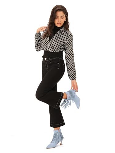 Women's Fringe Boots Kitten Heel Booties Black Classic Pointed Toe Ankle Short Boots with Side Zipper3