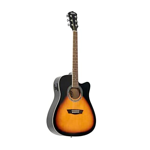 Washburn Vintage Series 6 String Acoustic-Electric Guitar, Right, Tobacco Sunburst (WA90CEVSB)