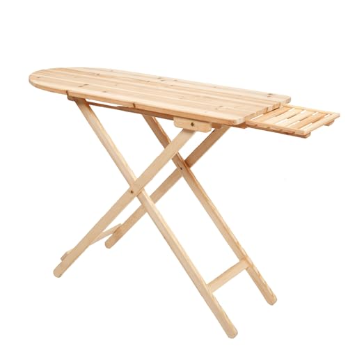 Solid Wood Retro Folding Large Household Ironing Board Multifunctional Wooden Ironing Rack (Color : Brown)