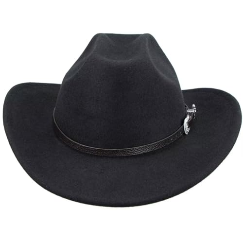 Utowo Men-Women Rodeo Felt-Cowboy-Hat With Western-Belt-Decor Vintage Outback-Cowgirl-Hat Country-Gus Fedora-Cap Size:M/L thumb #6