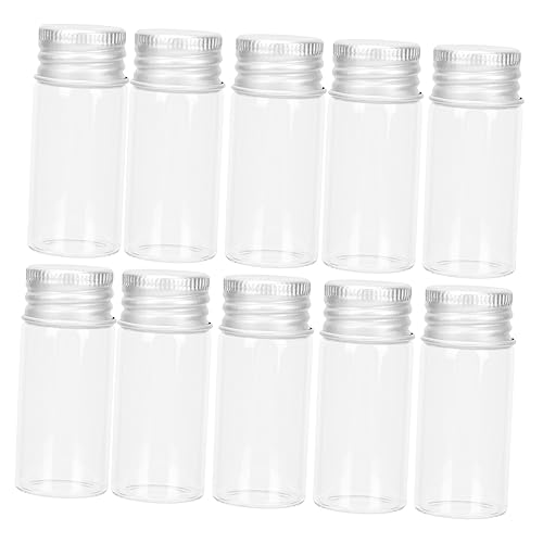 PATKAW 10 Piezas botella de tinta botellas de aceite para cutículas vacías mini botellas travel bottles mason jars viales transparentes artículos de vidrio de ciencia Tapa de aluminio