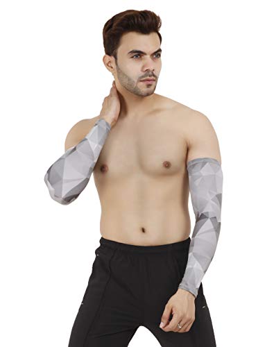 Image of NEVER LOSE Printed Arm Sleeves for Men & Women, Stretchable Breathable Compression Sports Sleeves for Gym, Cycling, Running, Driving & Outdoor Activities (Pack of 2 Pairs)