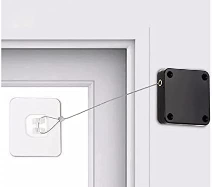TARTAMYA Auto Door Close with Steel Drawstring, Commercial Multifunctional Door Close, Residential Sliding Screen Door Close, Punch-Free Automatic Sensor Door Closer (Balck) 2