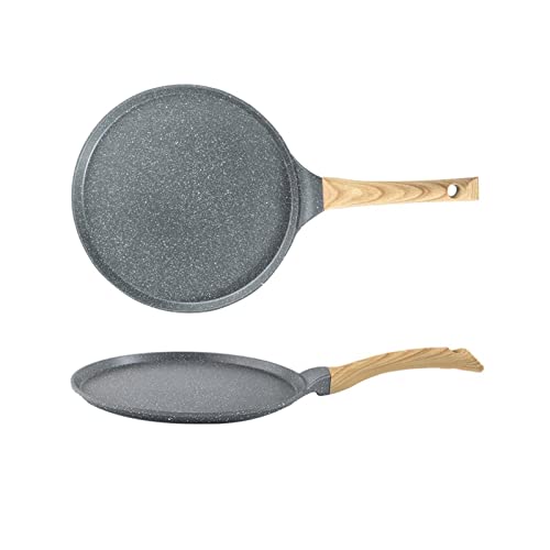 KHYTEBV Sartén para panqueques, sartén Antiadherente con Mango de Madera, Cacerola para Tortillas, sartén para cocinar Carne, Utensilios de Cocina