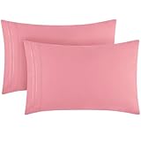 Mellanni Luxury Pillowcase Set - Brushed Microfiber 1800 Bedding - Wrinkle, Fade, Stain Resistant - Hypoallergenic (Set of 2 Standard Size, Pink)