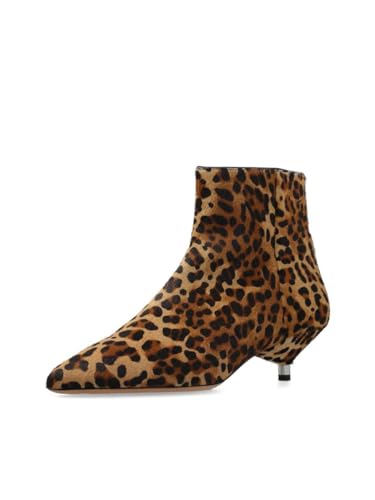 Image of LOCERICH Womens Ankle Boots Suede Kitten Heel Low Heel Short Boots for Women Dressy Pointed Toe Leopard Boots