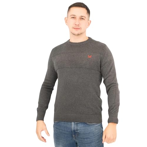 Quality Brands Outlet Men's Crew Neck Jumpers Long Sleeve Cotton Sweater Tops Regular Fit Versatile (UK, Alpha, L, Regular, Regular, Dark Grey)