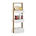 Relaxdays Badregal Bambus, Badezimmerregal mit 3 Körben, Korbregal fürs Bad, MDF, HxBxT: 76 x 30 x 18,5 cm, weiß/natur