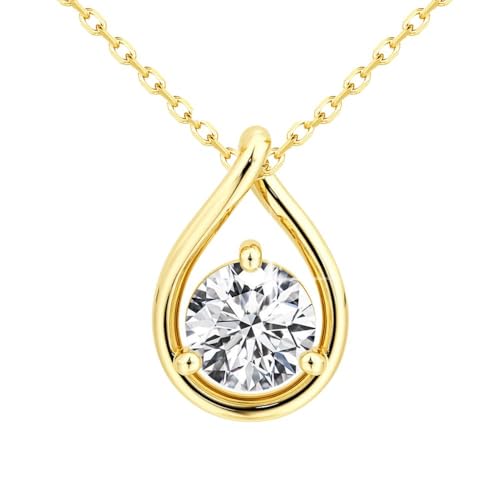 solarrajewelry Moissanite Teardrop Pendant Necklace | Lab Grown 2.0ct Diamond & 14K Yellow Gold Pendant | Gold Necklace for Women | Moissanite Necklaces for Women | Charm Necklaces | Statement Piece