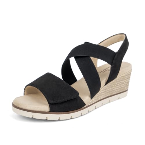 VJH confort Women's Wedge Sandals Stretchy Strap Slip-on Comfortable Causal Summer Shoe