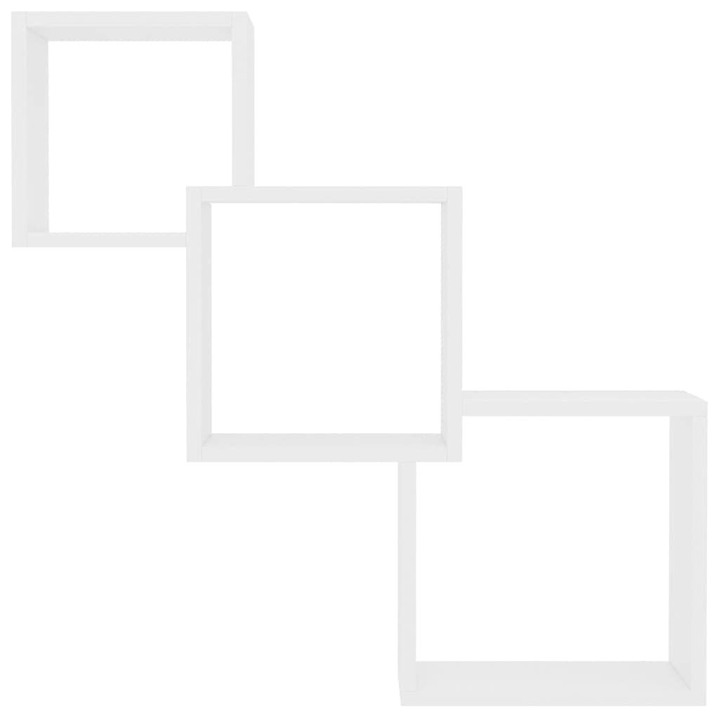 Set di 3 mensole da parete cubiche bianche, moderne mensole sospese in legno, scaffali a cubo ad incastro per soggiorno e corridoio, mensole decorative da parete, 68 x 15 x 68 cm