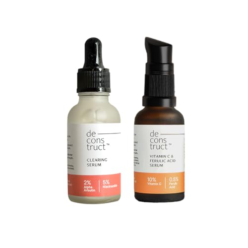 Image of Deconstruct Skin Brightening Duo | 10% Vitamin C & 0.5% Ferulic Acid and 2% Alpha Arbutin & 5% Niacinamide | For All Skin Types | 30 ml each | Pack of 2
