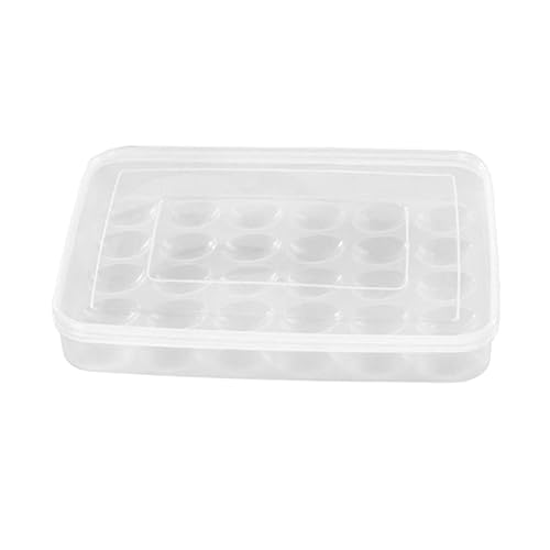 OUNONA 30グリッド線大容量格卵トレイ耐衝撃プラスチック製収納ケース透明蓋付き冷蔵庫用エッグホルダー整理箱食品保存コンテナ