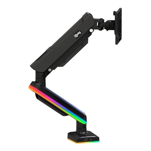 ELG, F100RGB, Suporte Ergonômico Articulado, Gamer, RGB, Pistão a Gás, Monitor 17' a 35', Preto