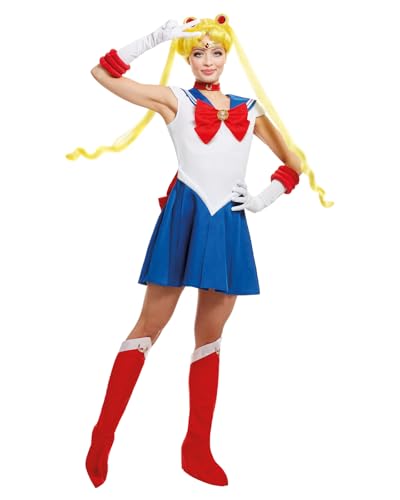 Funidelia Disfraz Oficial de Luna - Sailor Moon para mujer, Incluye vestido, gargantilla, tiara, guantes y cubrebotas, Anime, Cosplay - Traje para adultos para Carnaval y Halloween - Talla L