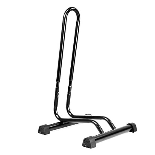 Adjustable 1 Bike Floor Parking Rack Indoor Home Storage Garage Bicycle Nook Rack Free Standing Apartment Stands - Great for Mountain Road Kids Hybrid Bikes
