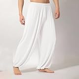 Pantalones de poliéster para verano Kung Fu y Tai Chi, pantalones ideales para artes marciales en Shaolin y Wing Chun (L Blanco)