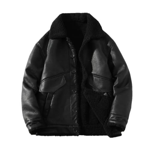 Veste en daim synthétique homme de qualité supérieure col d'agneau noir