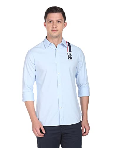 Image of U.S. POLO ASSN. Brand Printed Tailored Fit Shirt for Men - Cotton, Breathable & Comfortable, Full Sleeves Casual Shirt for Men