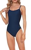 Adoretex Girl's/Women's Solid Pro One-Piece Athletic Sports Racing Swimsuit Swimwear (FN001)-Navy-34