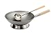 AAF Nommel ®, Wok Set, Pfanne 36 cm Ø runder Boden Carbon Stahl für Gasherd und Induktion Mulde + Wok Kelle Edelstahl 44 cm lang mit Holzgriff + Wok Ring