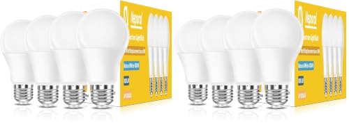 Image of Full Spectrum Light Bulb, 6000K Natural Sunlight Bulbs, 9W 60W Equivalent LED Light Bulb, Natural Light Bulbs A19, E26 /E27, 8 Pack