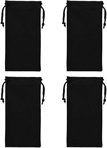 Lot de 4 sacs à lunettes en microfibre avec cordon de serrage Noir 170 x 100 mm Cover