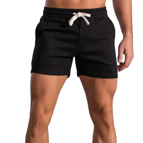 Image of Men 5.5 /7 Inch Cotton Sweat Shorts Men Cotton Workout Short with Pockets