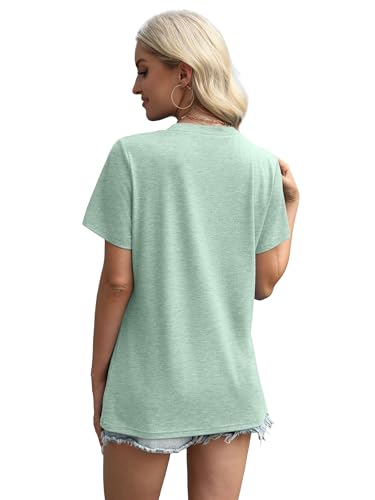 Image of XIEERDUO Womens Summer Tops 2026 Pleated Round Neck Short Sleeve Shirts Business Casual