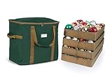 Covermates Keepsakes Adjustable Ornament Storage Bag, Carrying Handles, Padded Protection - Holiday Storage, Green