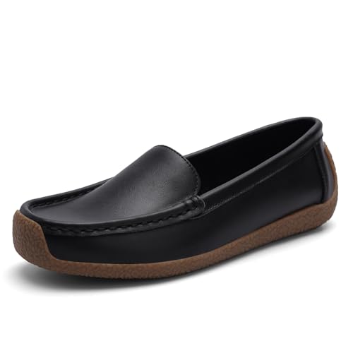 hikwuz Women's Lightweight Leather Loafers