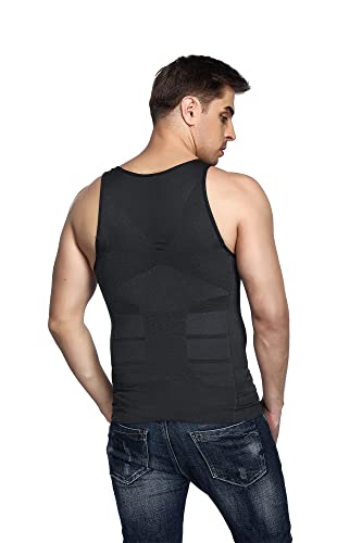Odoland Mens 3 Pack Body Shaper Slimming Tummy Vest Thermal Compression Shirt Tank Top Shapewear4