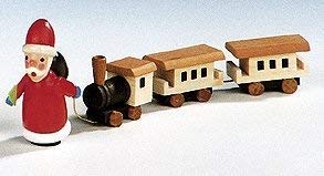 Rudolphs Schatzkiste Babbo Natale con Ferrovia – Figura di Legno – Statuina di Natale – Lunghezza 15 cm - Fatto a Mano Dal Monti Metalliferi