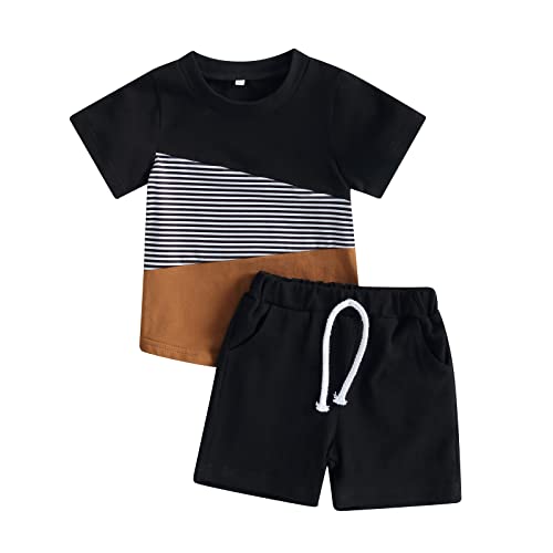 Unisex Toddler Baby Boy Girl Summer Clothes Short Sleeve T-Shirt+Short Pants Cotton Two Piece Color Block Outfits