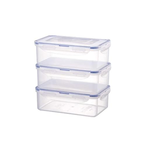 Lock & Lock Frischhaltedosen im 3er Set – stapelbare Vorratsdosen aus hochwertigem, transparentem Kunststoff, bpa-frei – auslaufsicher – rechteckig, 3 x 1 Liter