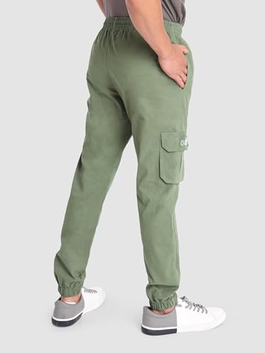 Image of Beyoung Cotton Solid Elastic with Drawstring Cargo Joggers for Men | Regular Fit | 2 Spacious Pockets | Smooth Texture