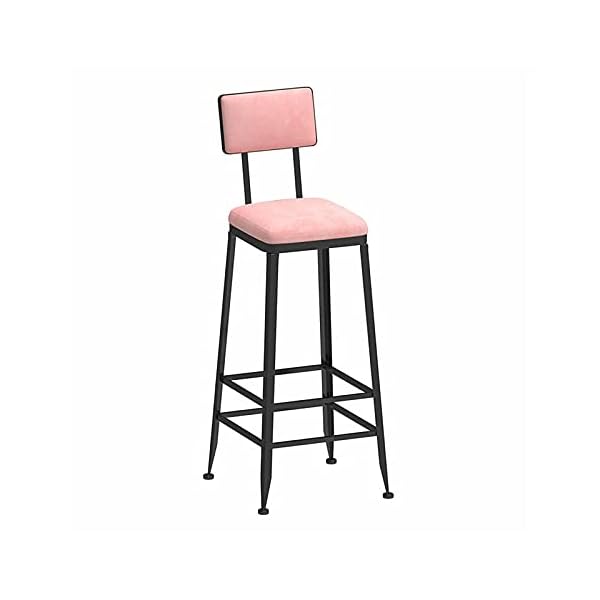 Chairs Stools Barstools Bar Stool Modern Industrial Style Barstools With Backrest Square Velvet Seats And Iron Benches Pub Chair For Kitchen Counter Breakfast Bar Cafe 75Cm Pink