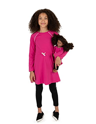 Leveret Kids & Toddler Uniform Matching Doll & Girls Cotton Waistband Tie-Belt Dress Variety of Styles (Size 2-14 Years)