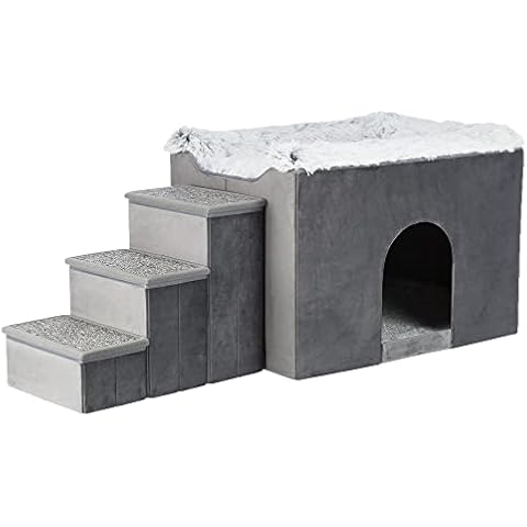 Cueva para perros Harvey con escalones y cojín reversible Cover