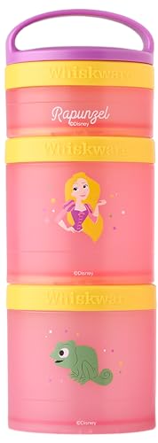 Image of Whiskware Disney Princess Tangled, Stackable Snack Containers for Kids, 3 Stackable Snack Cups for School or Travel, Formula and Cupholder Friendly, Rapunzel and Pascal