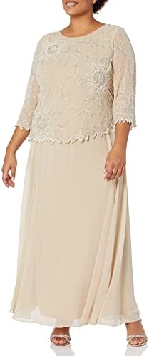 j kara champagne dress J Kara Women's 3/4 Sleeve Beaded Mock 2 Piece Dress, Champagne Multi, 12,  Champagne Multi, 12 : Buy Online at Best Price in KSA