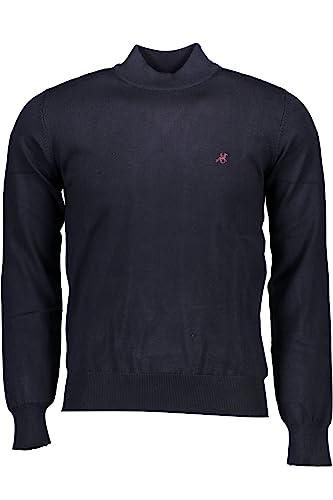 Pull homme bleu en nylon léger col rond classique maille respirante