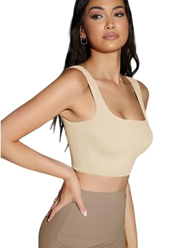 Image of Ben Martin Women's Cotton Stretchable Square Neck Sleeveless Tank Top