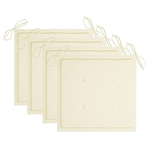 Atlojoys Gartenstuhl-Sitzkissen 4 STK. Steppkissen, Stuhlkissen, Sitzpolster, Gartenstuhlkissen, Outdoor & Indoor Kissen, Creme 50x50x4 cm Stoff