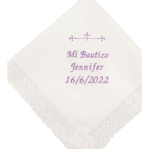 Pañuelo bautizo bordado a maquina personalizado Cover