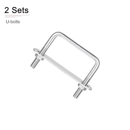 Image of DTGN M8x65x65mm(ThreadxWxL) Square U Bolt - 2Pack - Good for Trailer Pipe Replacement Parts - 304 Stainless Steel U Shape Bolts